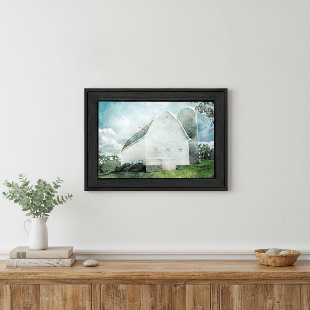 White Barn 2 Black Framed Print Wall Art