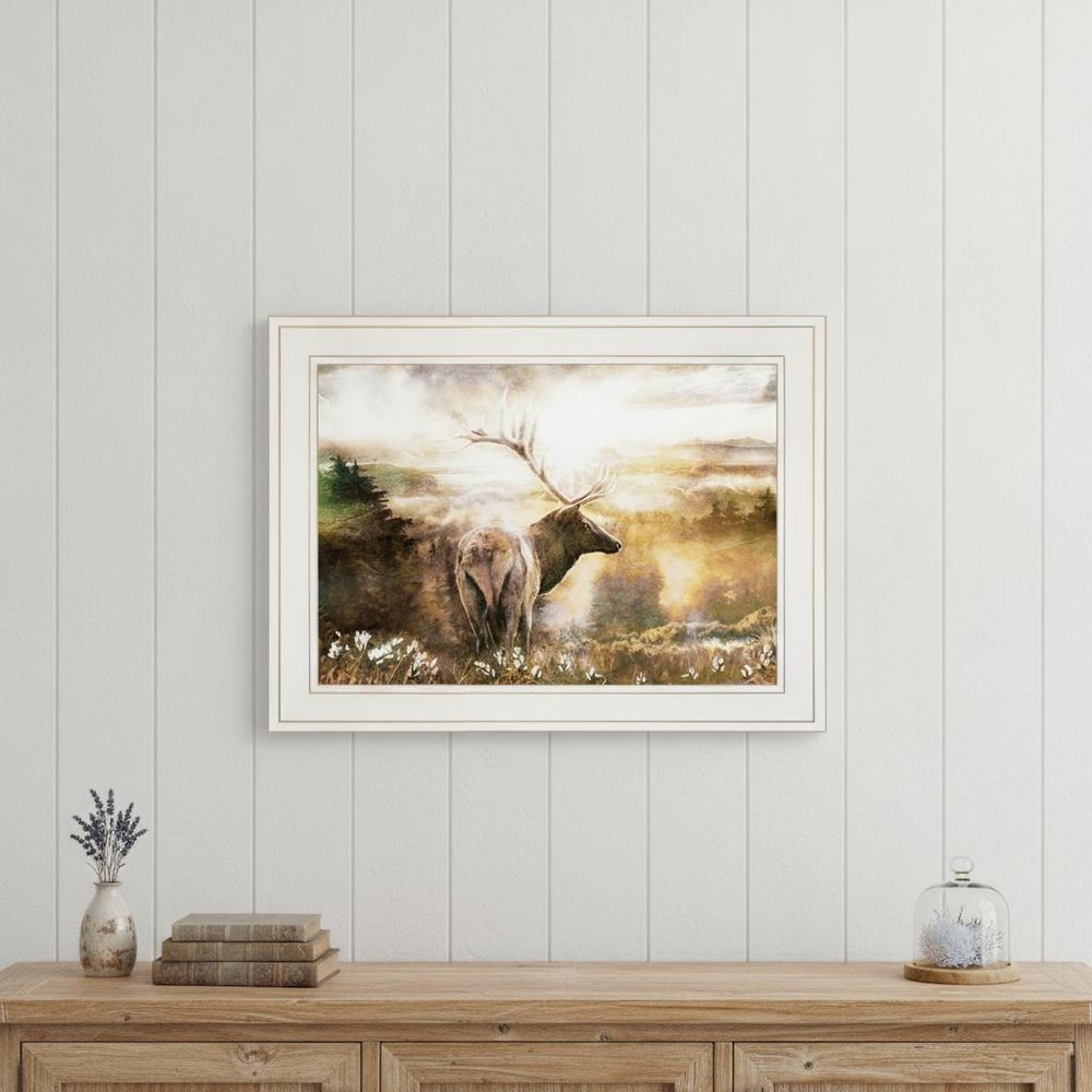 Heading Home Elk 1 White Framed Print Wall Art