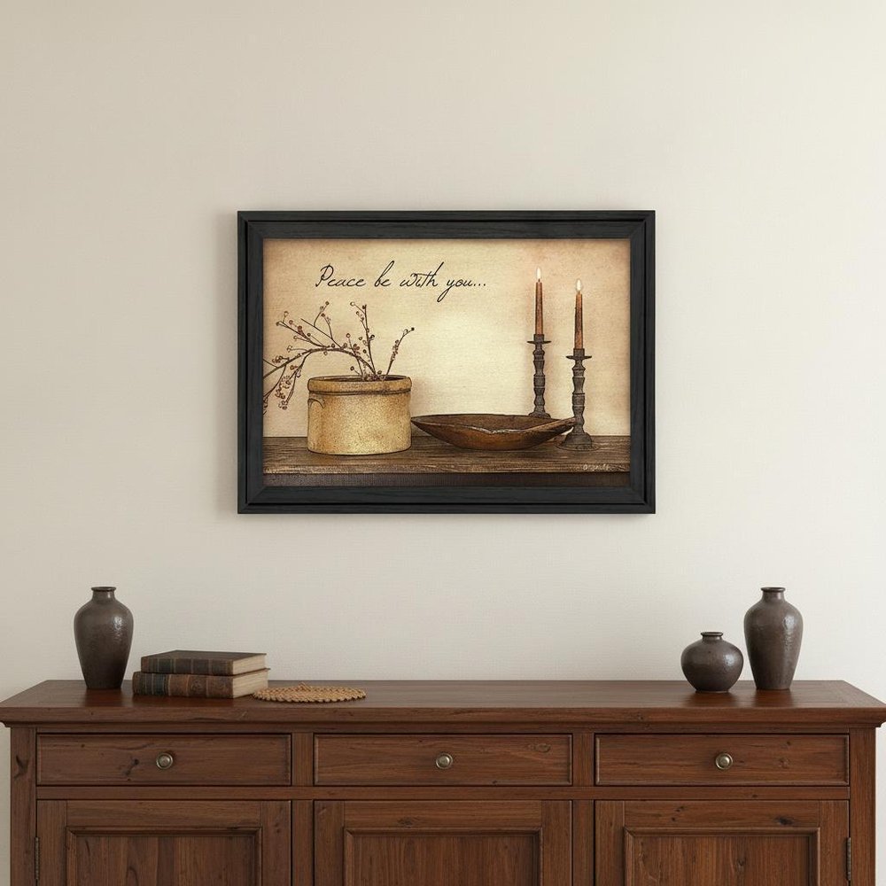 Peace Be with You 3 Black Framed Print Wall Art