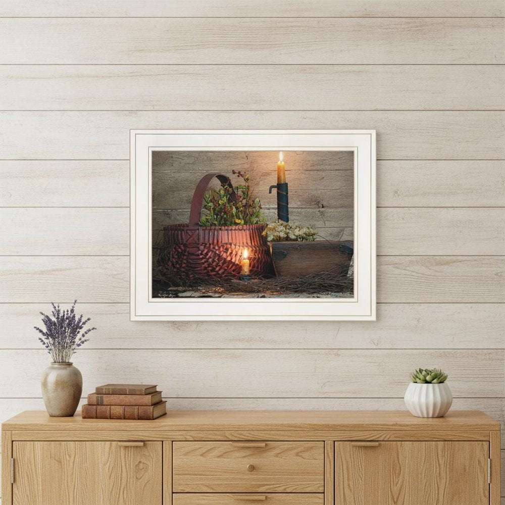 The Red Basket 1 White Framed Print Wall Art