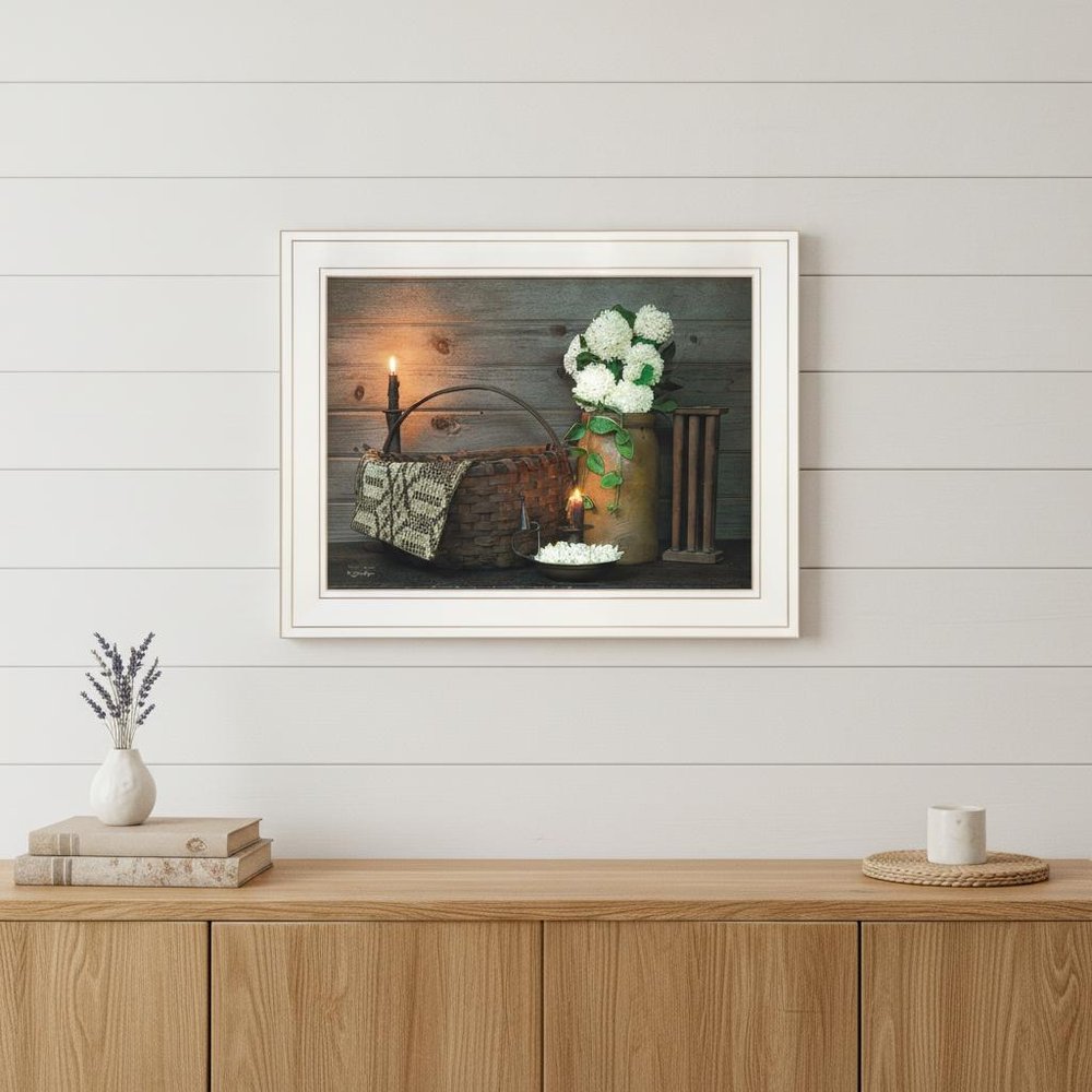 White Flowers 1 White Framed Print Wall Art