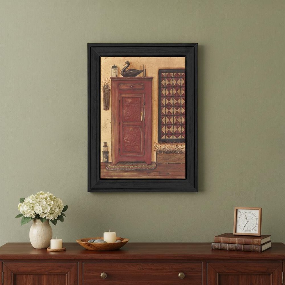Old Red Pie Safe Black Framed Print Wall Art