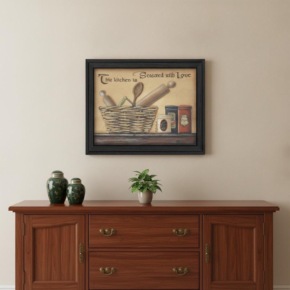 Seasoned with Love Black Framed Print Kitchen Wall Art