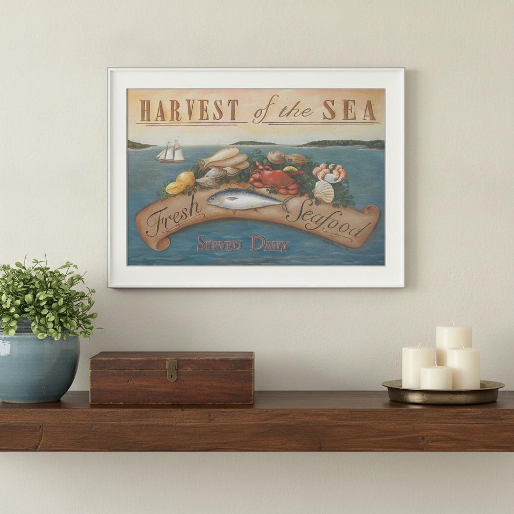 Sea Harvest White Framed Print Kitchen Wall Art
