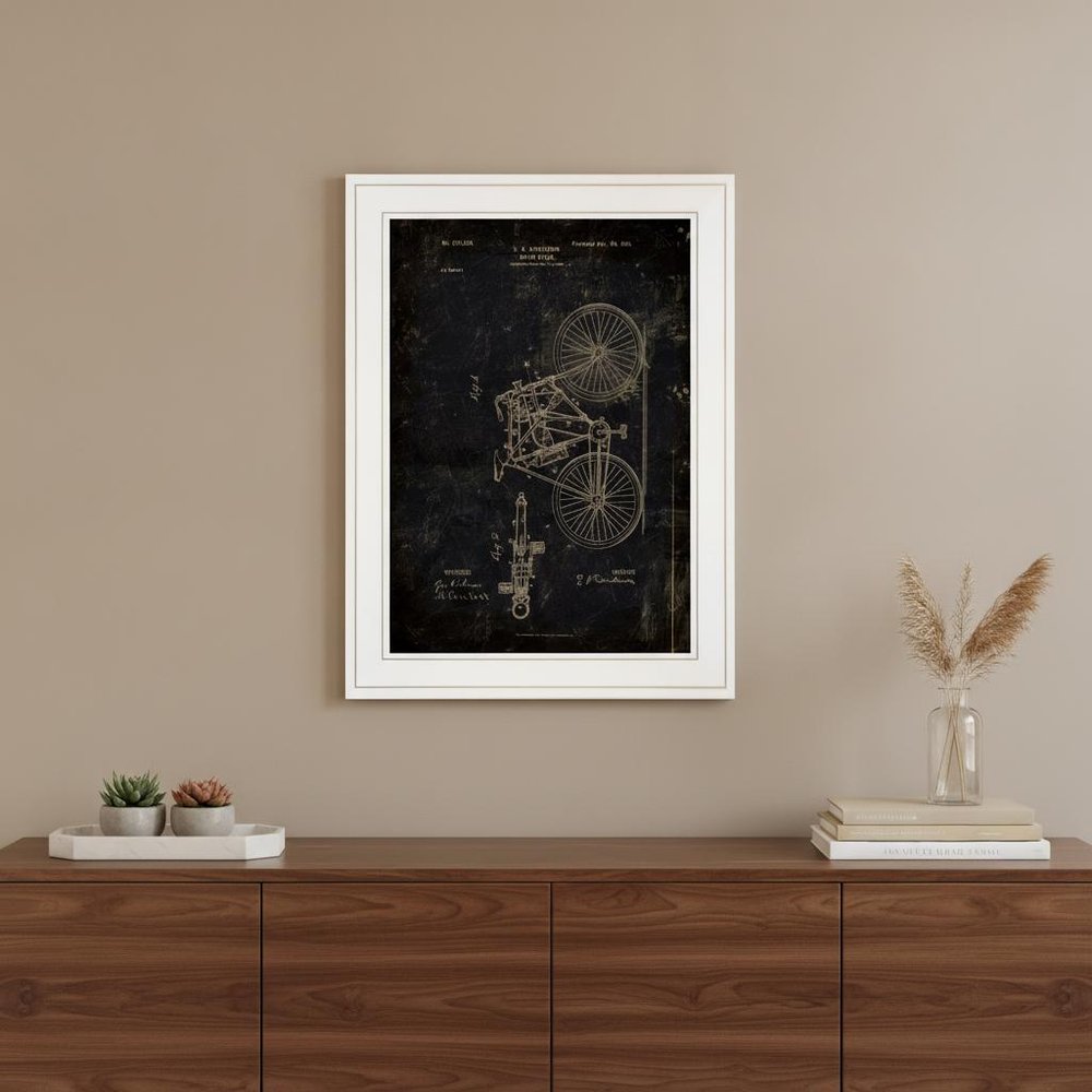 Motor Bike Patent I 3 White Framed Print Wall Art