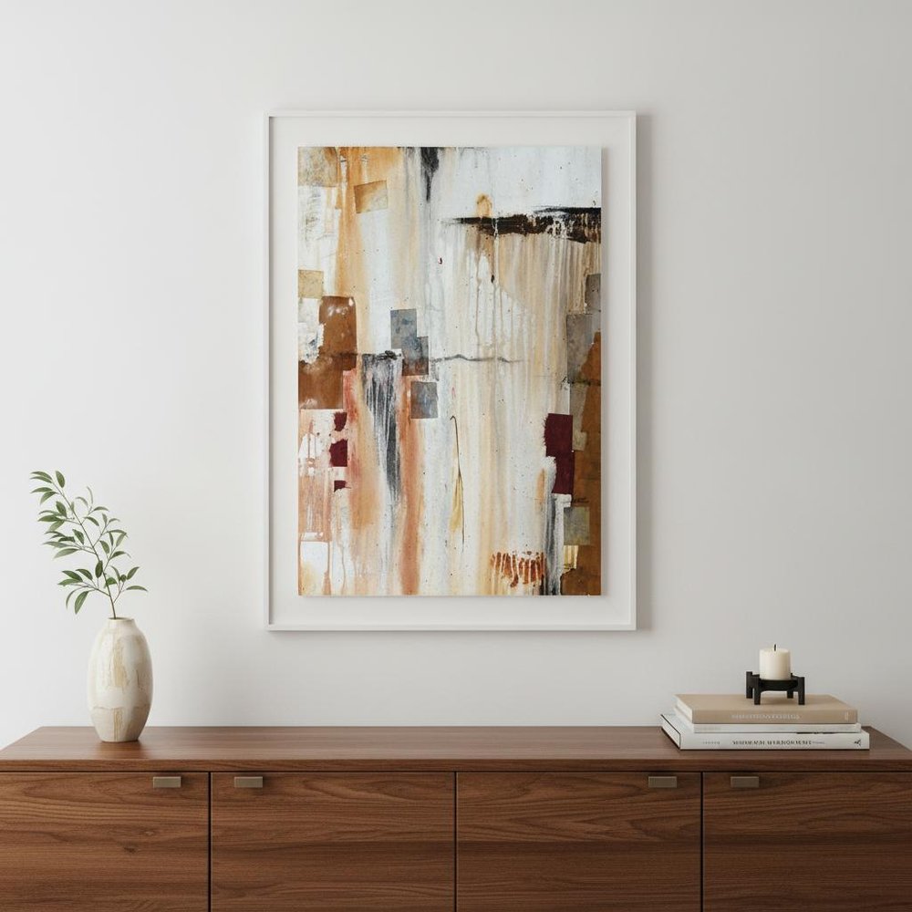 Falling Blocks 1 White Framed Print Wall Art