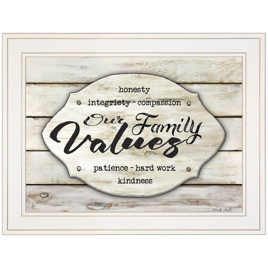 Our Family Values 2 White Framed Print Wall Art