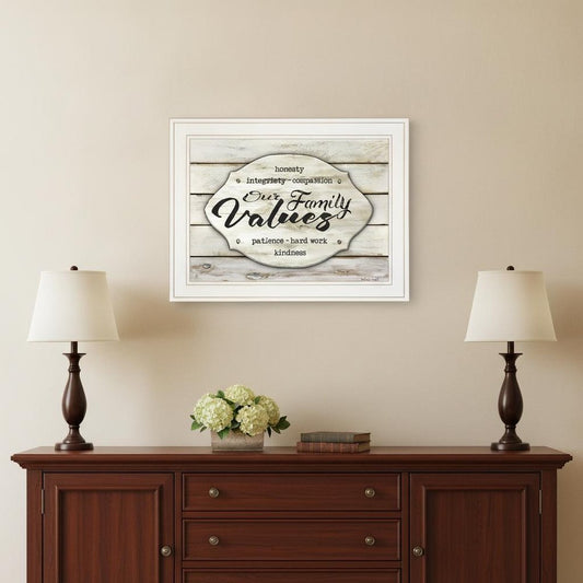 Our Family Values 2 White Framed Print Wall Art