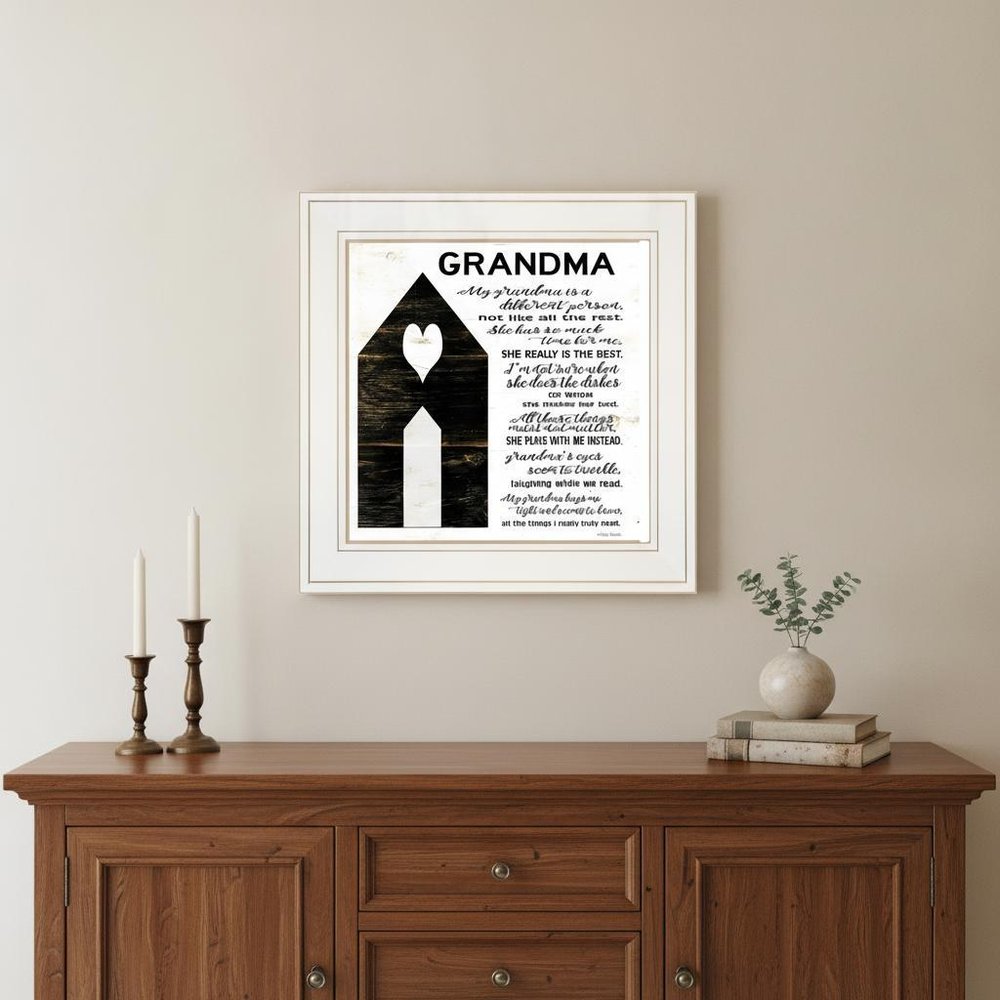 My Grandma White Framed Print Wall Art