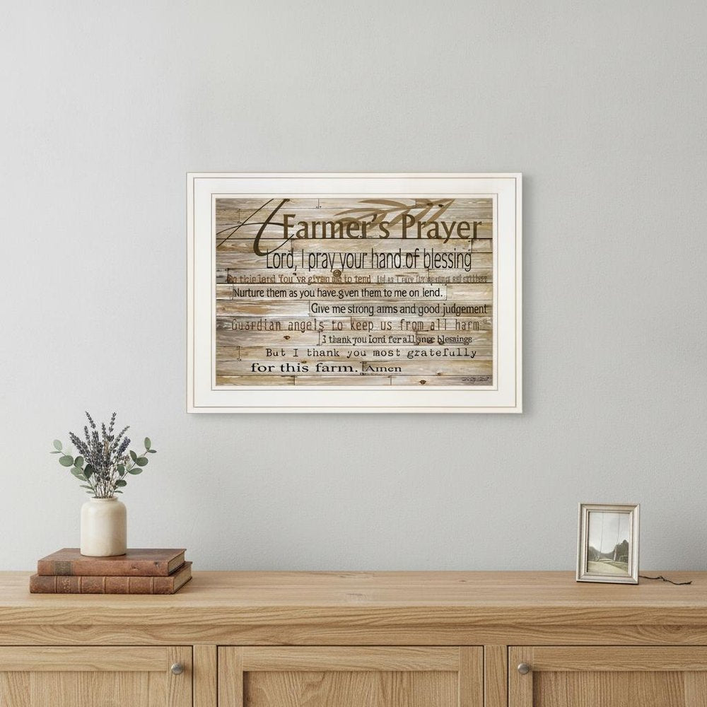A Farmers Prayer 1 White Framed Print Wall Art