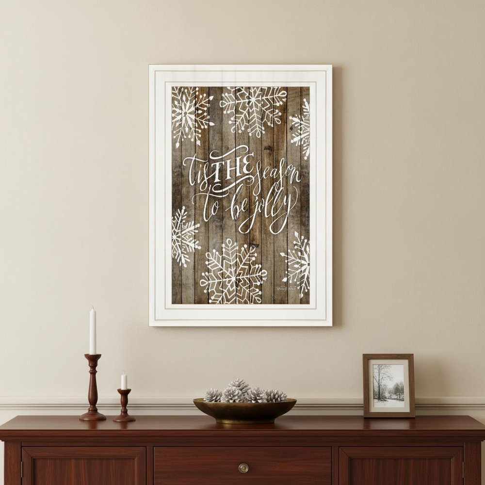Tis the season Snowflakes 1 White Framed Print Wall Art