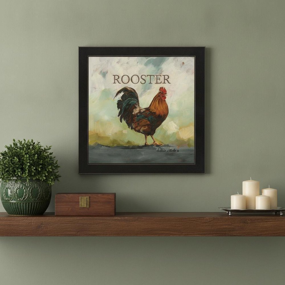 Raleigh the Rooster Black Framed Print Wall Art