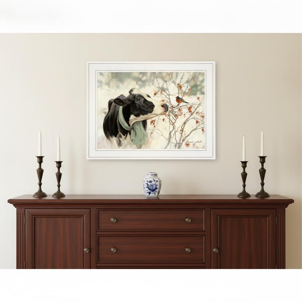 The Winter Robin 3 White Framed Print Wall Art