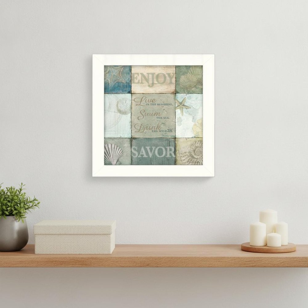 Live in the Sunshine 1 White Framed Print Wall Art