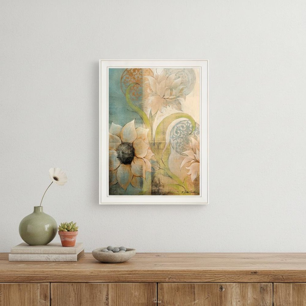 Meandering Flowers I 1 White Framed Print Wall Art