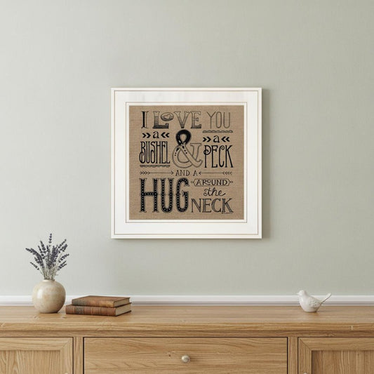 Hugs Around the Neck 1 White Framed Print Wall Art