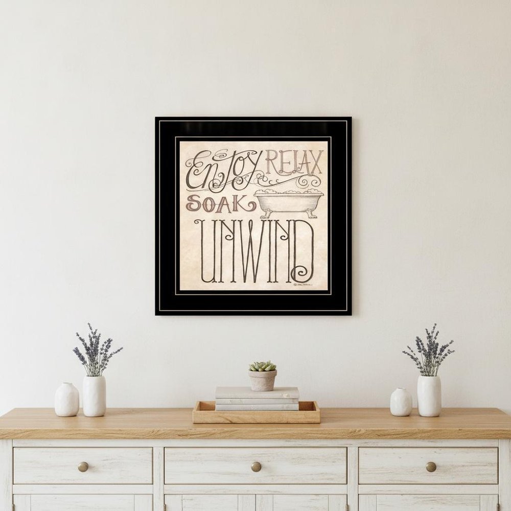 Soak and Relax 3 Black Framed Print Bathroom Wall Art