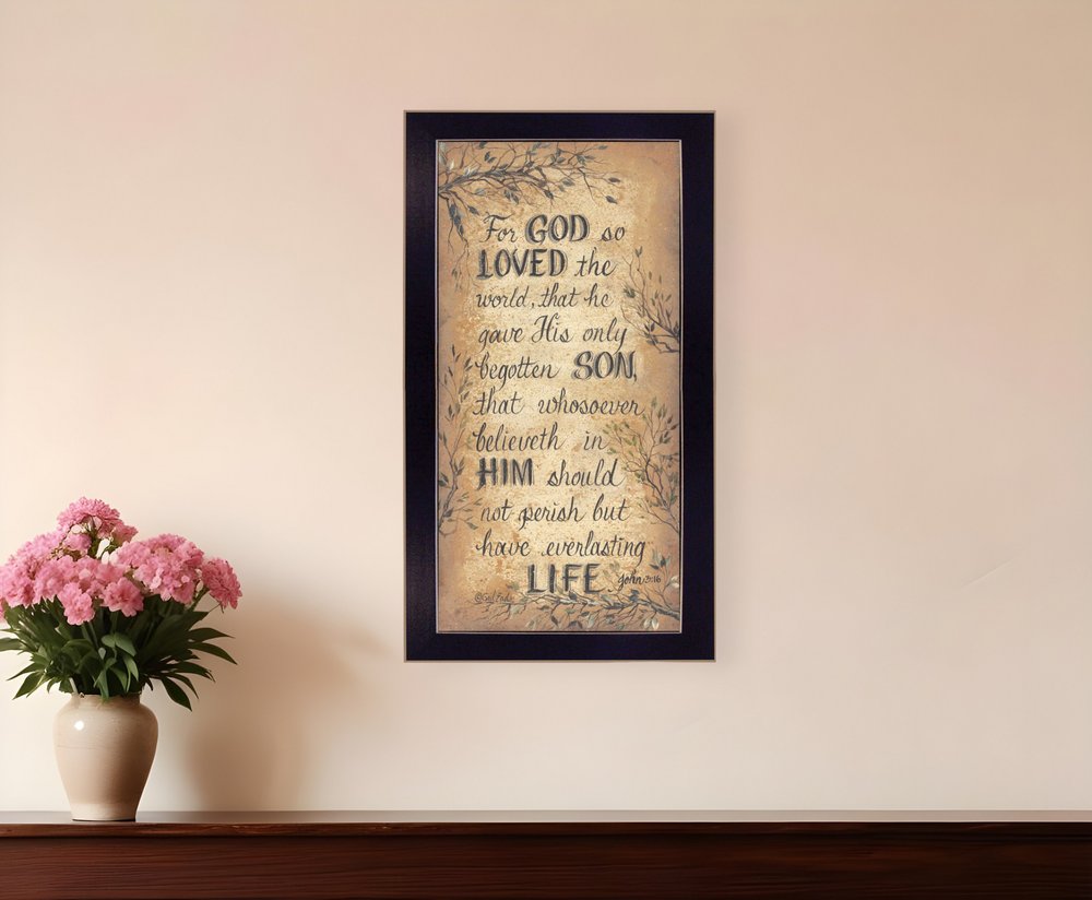 For God So Loved Black Framed Print Wall Art
