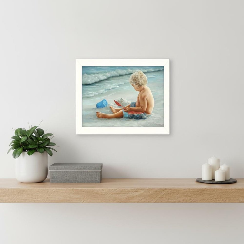 In the Sand White Framed Print Wall Art