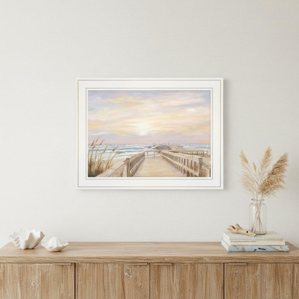 Ponce Inlet Jetty Sunrise 2 White Framed Print Wall Art