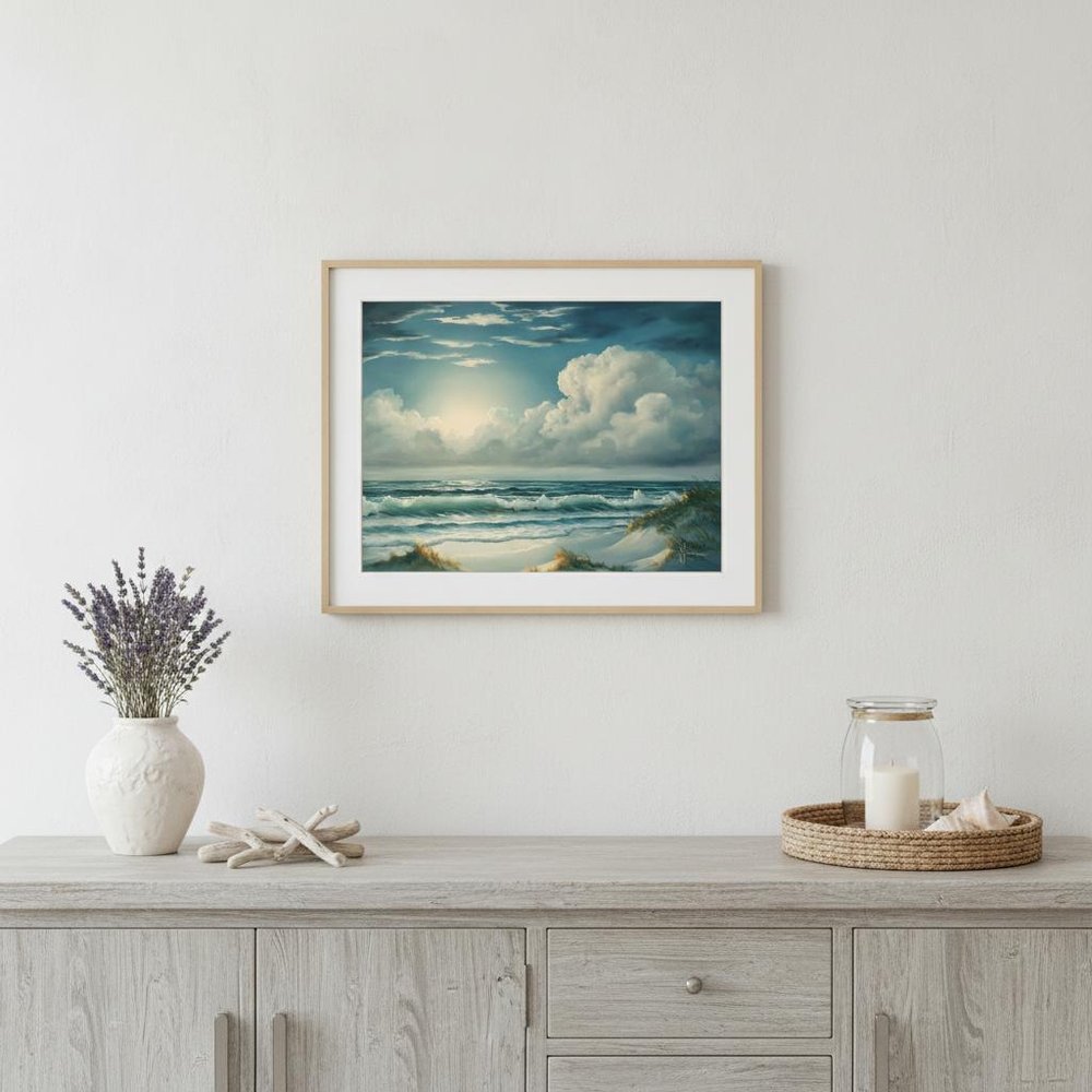Moon Glow 1 White Framed Print Wall Art