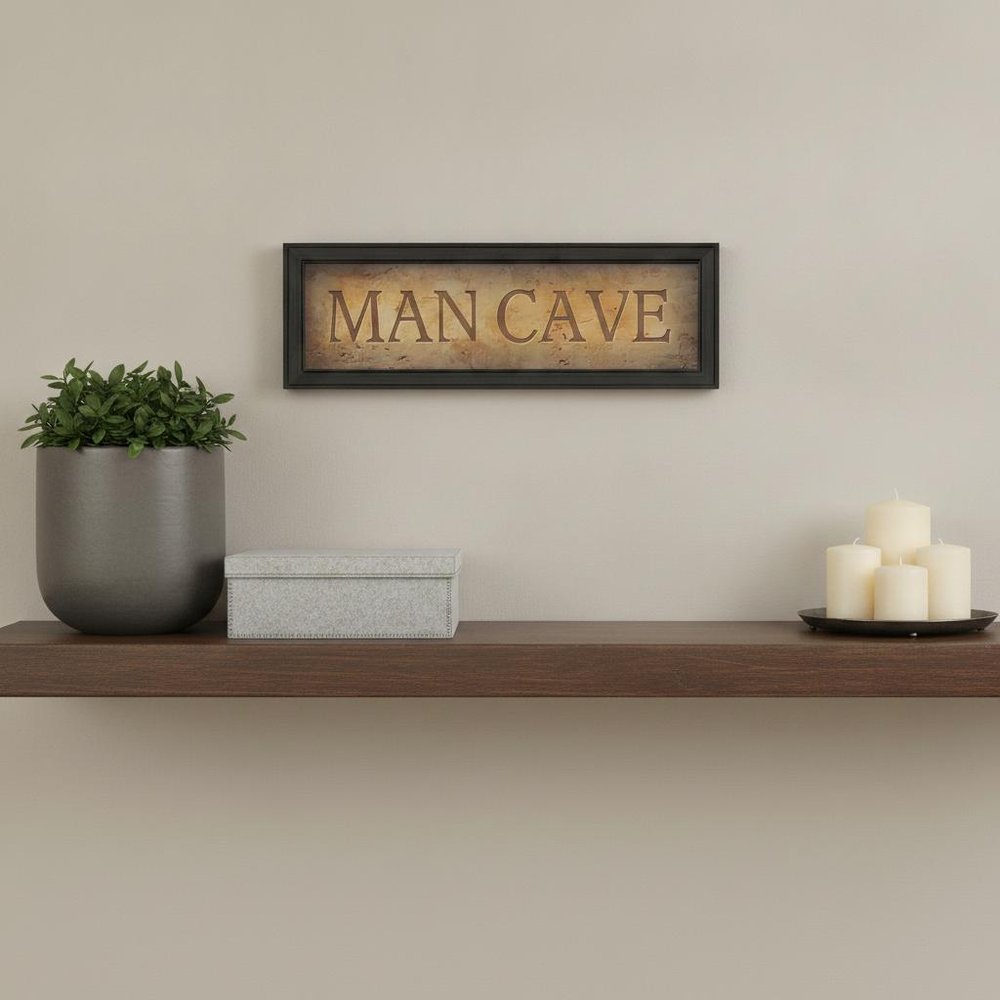 Man Cave 2 Black Framed Print Wall Art