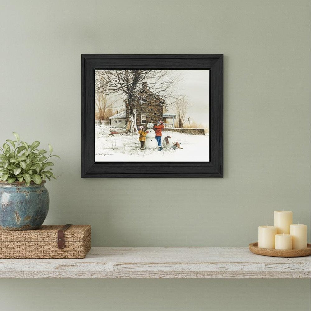 The Joy of Snow 1 Black Framed Print Wall Art