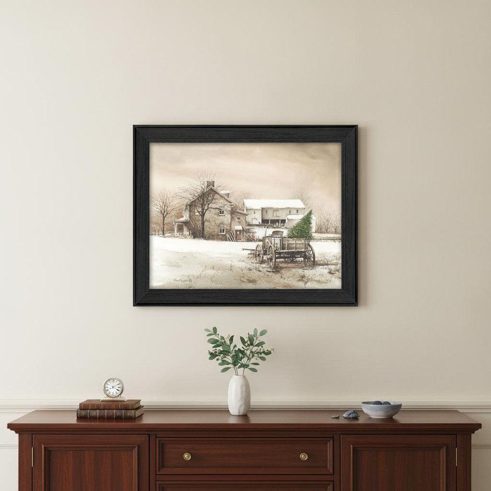 Bringing Home the Tree 1 Black Framed Print Wall Art