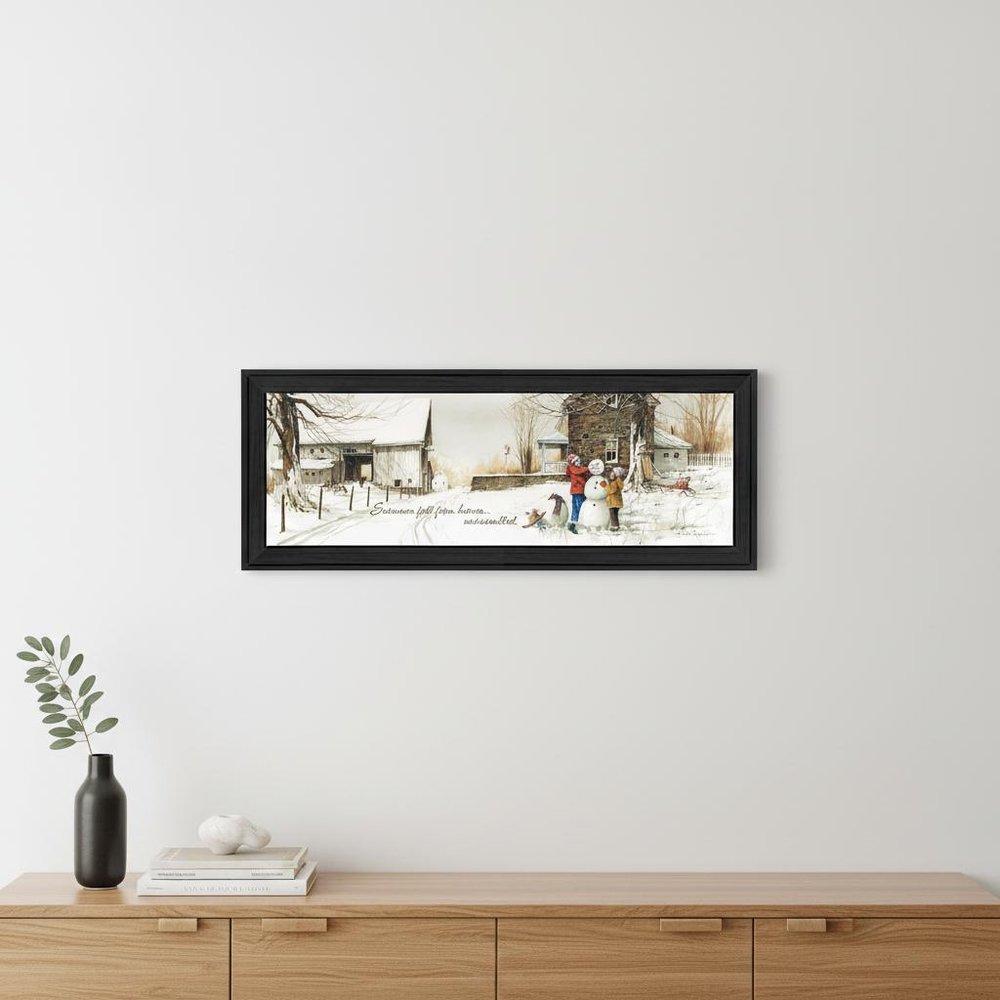 Snowmen from Heaven 1 Black Framed Print Wall Art