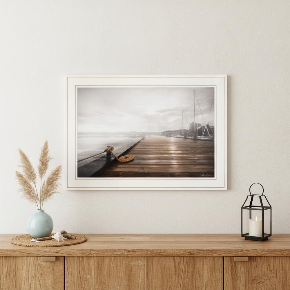 Newport Dock I White Framed Print Wall Art