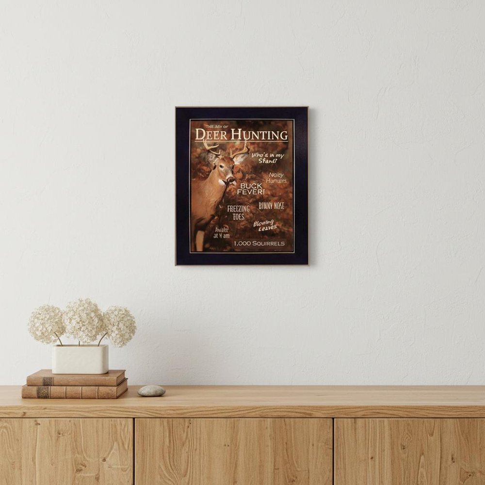 Joy of Hunting deer Black Framed Print Wall Art