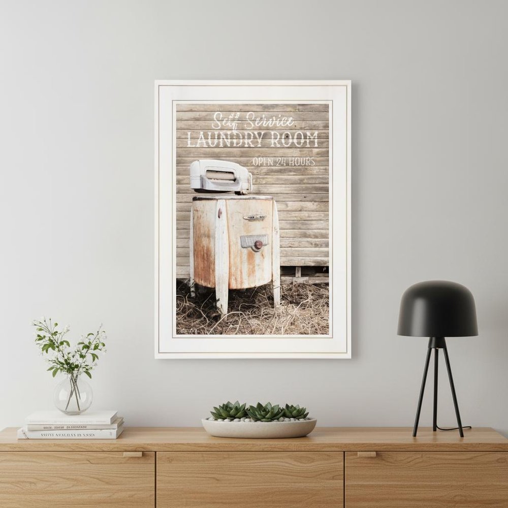 Laundry Room 1 White Framed Print Bathroom Wall Art
