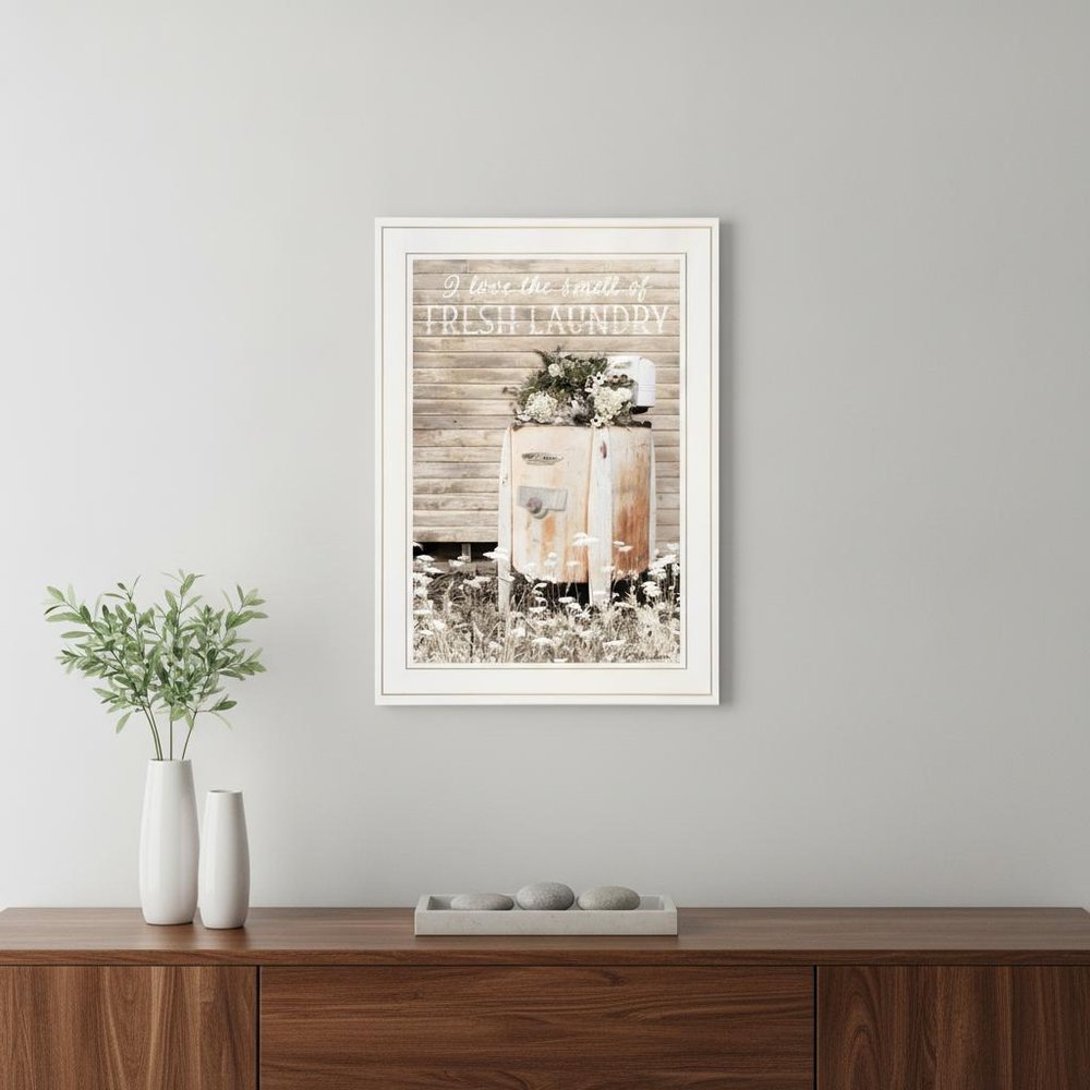 Fresh Laundry 1 White Framed Print Bathroom Wall Art