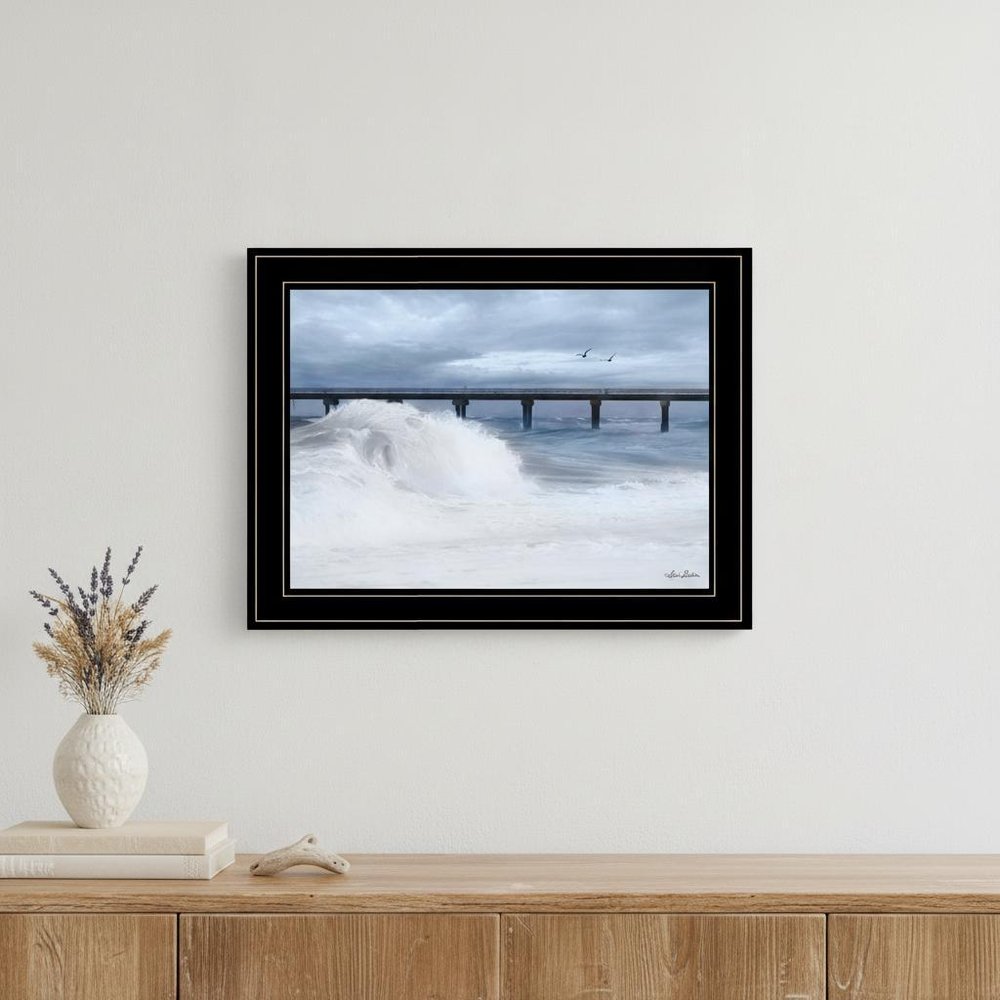 Blue Waves 2 Black Framed Print Wall Art