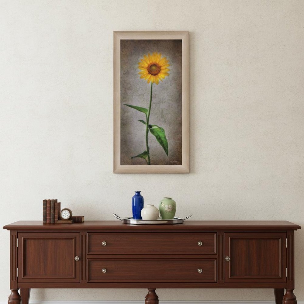Sunflower I Brown Framed Print Wall Art