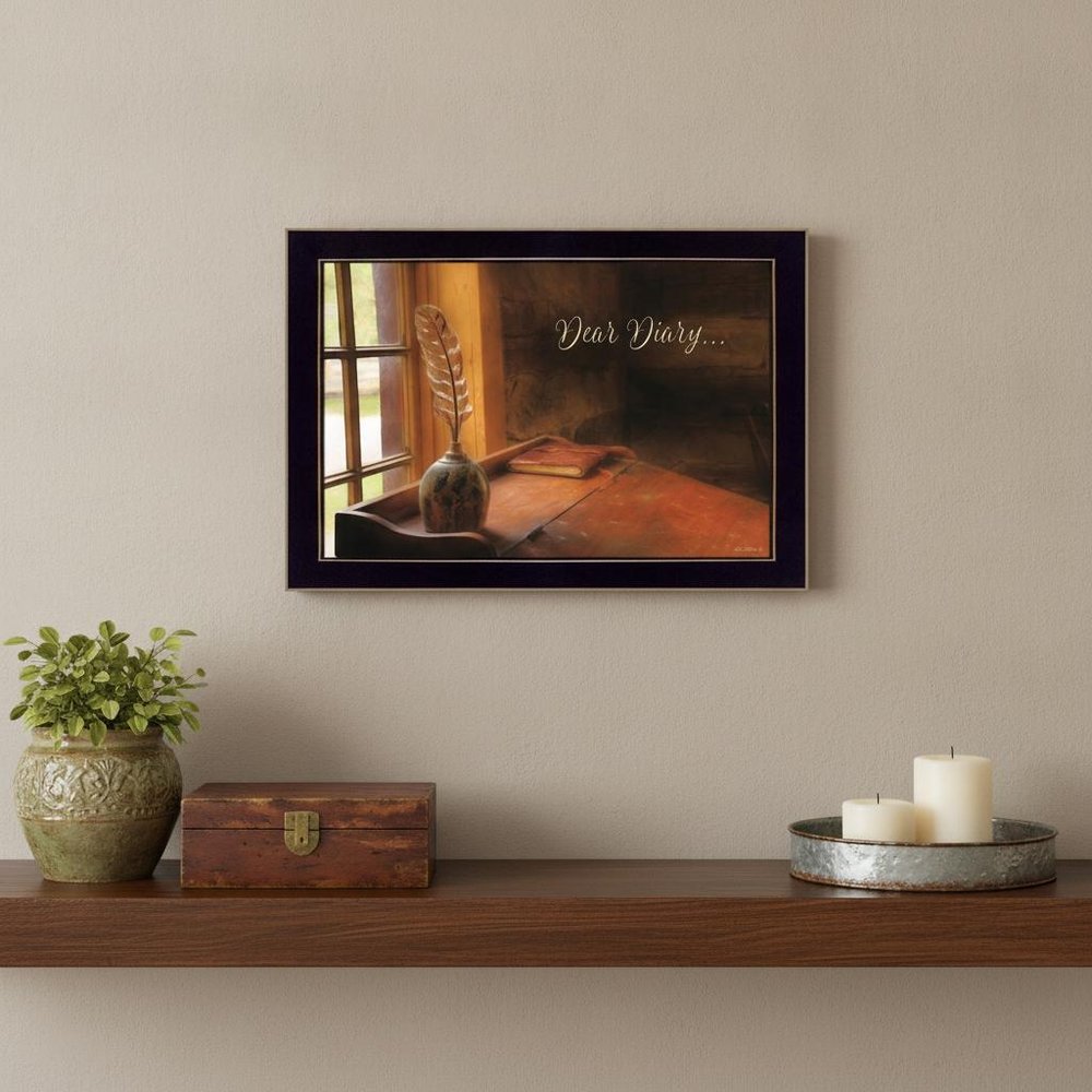 Dear Diary Black Framed Print Wall Art