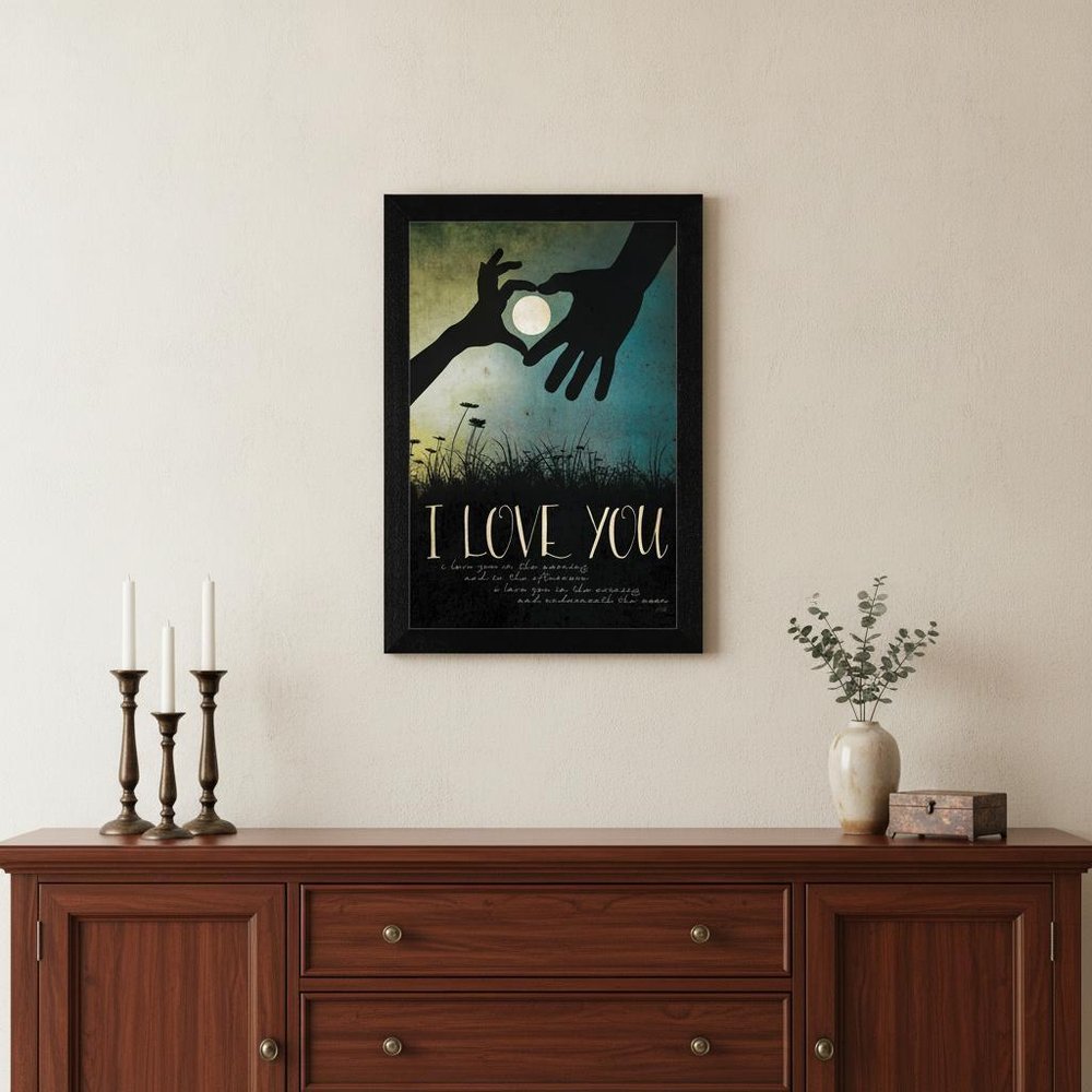 I Love You Underneath the Moon Black Framed Print Wall Art