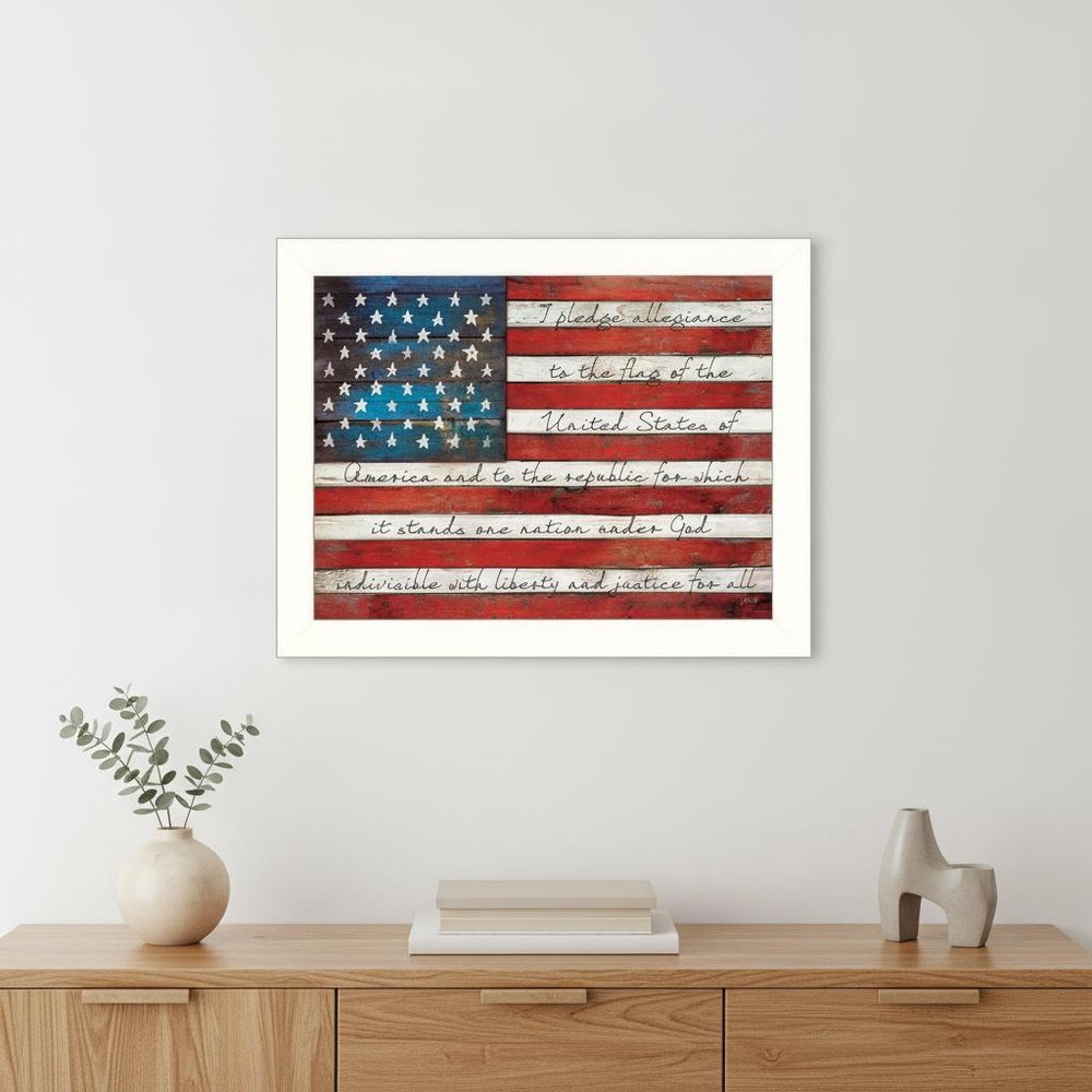 Pledge of Allegiance 4 White Framed Print Wall Art