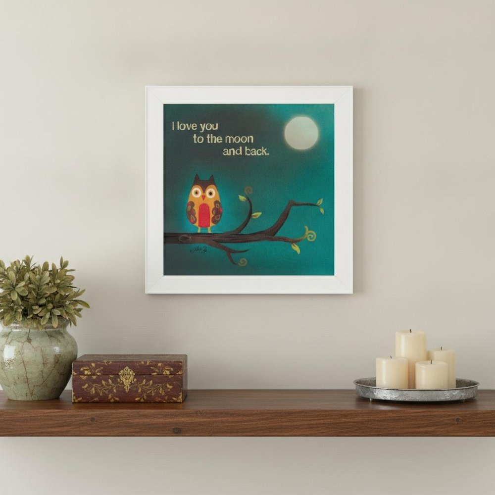 To the Moon I White Framed Print Wall Art