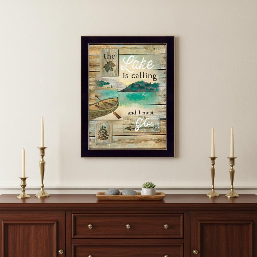 The Lake is Calling 3 Black Framed Print Wall Art