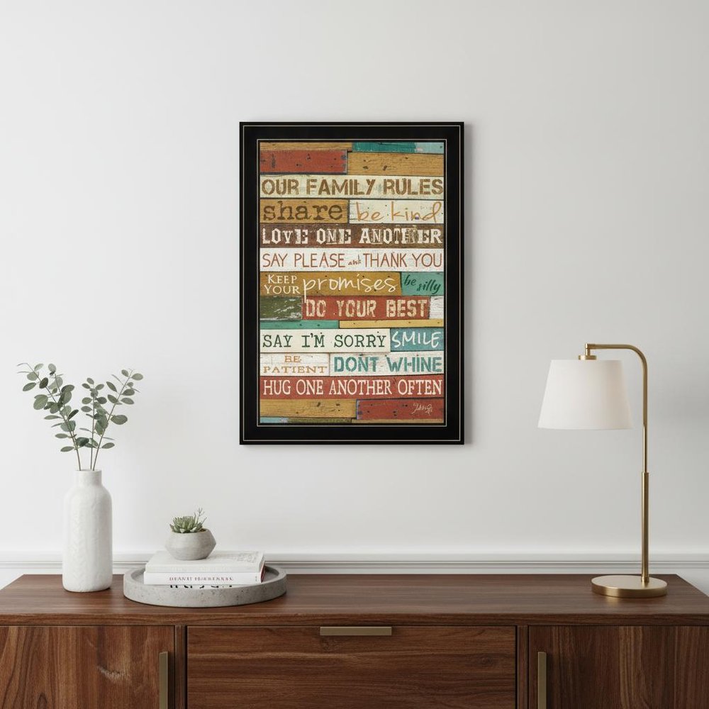Our Family Rules 7 Black Framed Print Wall Art