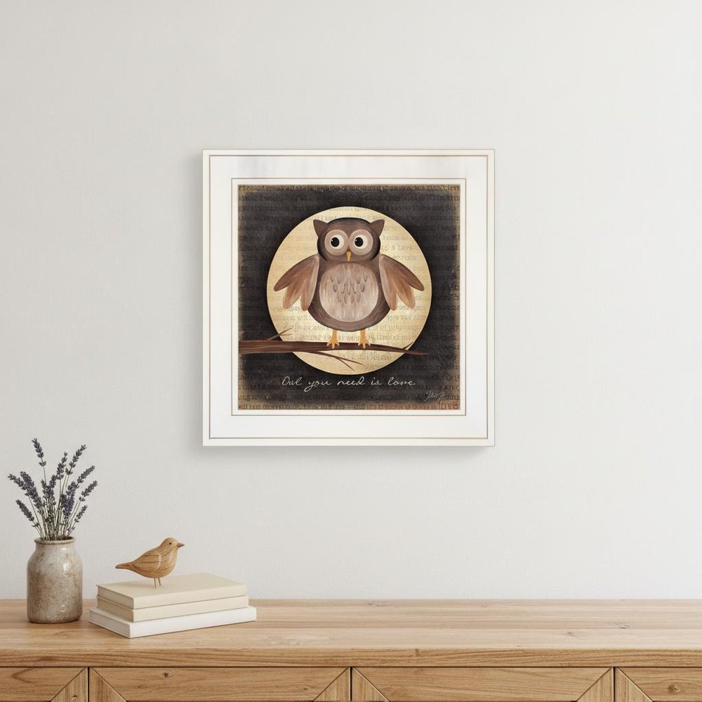 Owl You Need is Love 1 White Framed Print Wall Art