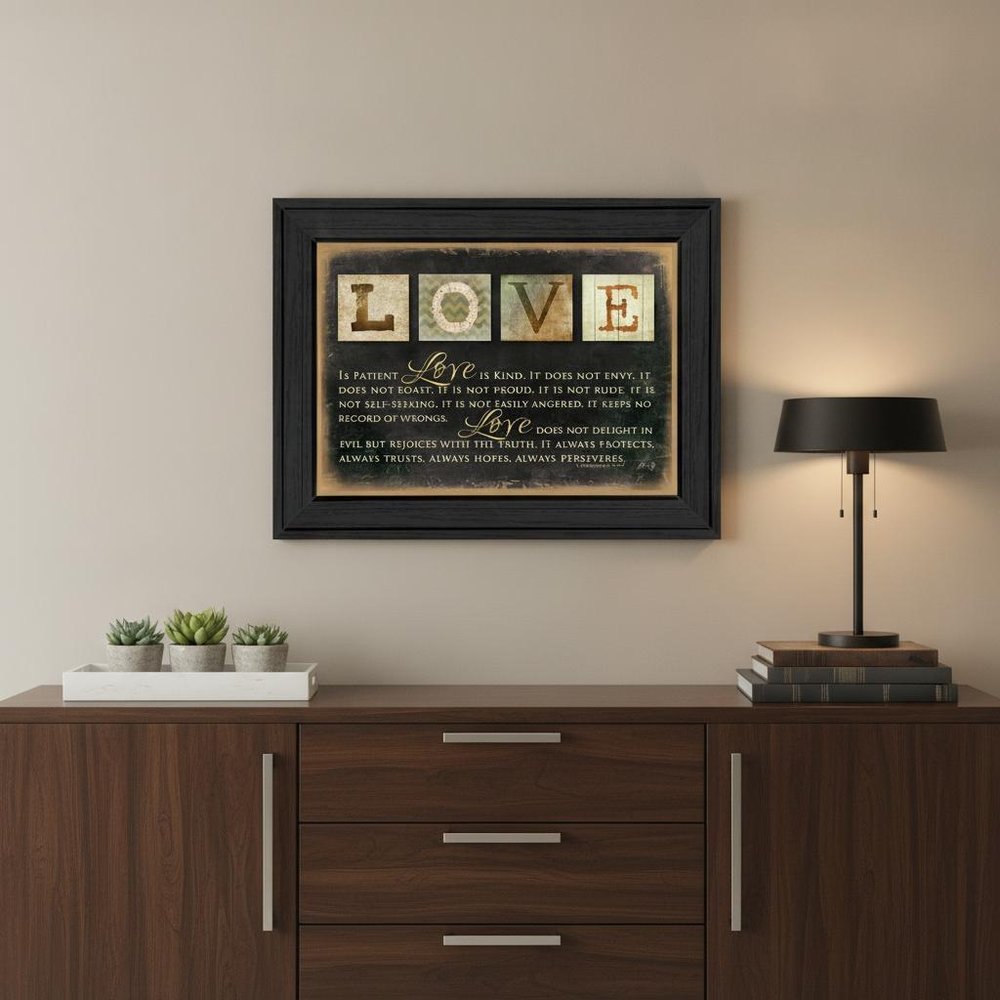 Love 4 Black Framed Print Wall Art