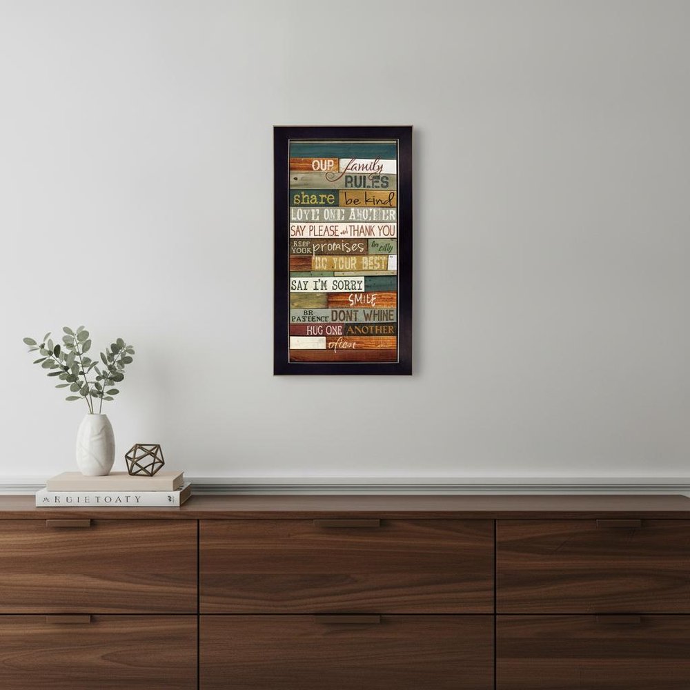 Our Family Rules Black Framed Print Wall Art