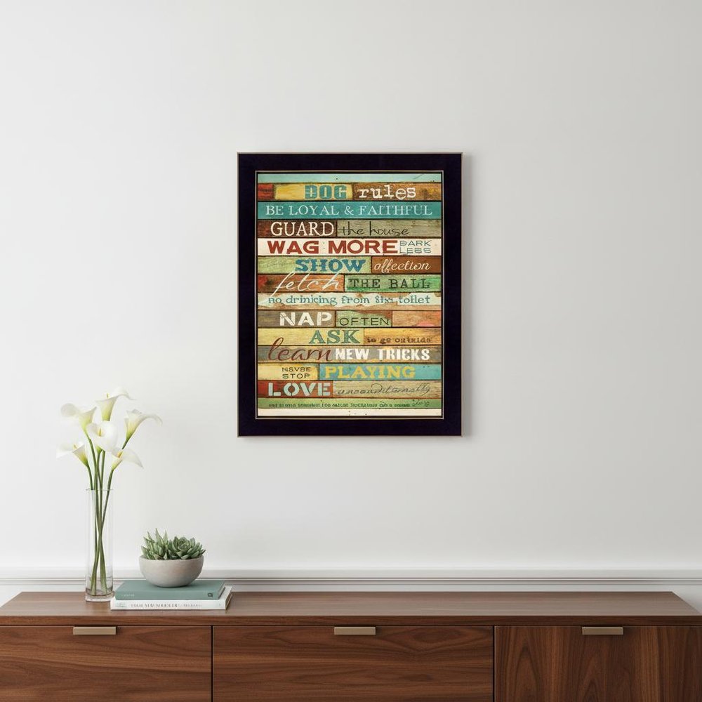 Dog Rules 8 Black Framed Print Wall Art