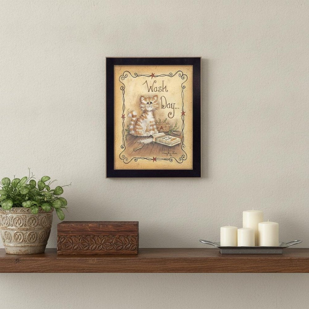 Wash Day 1 Black Framed Print Laundry Wall Art