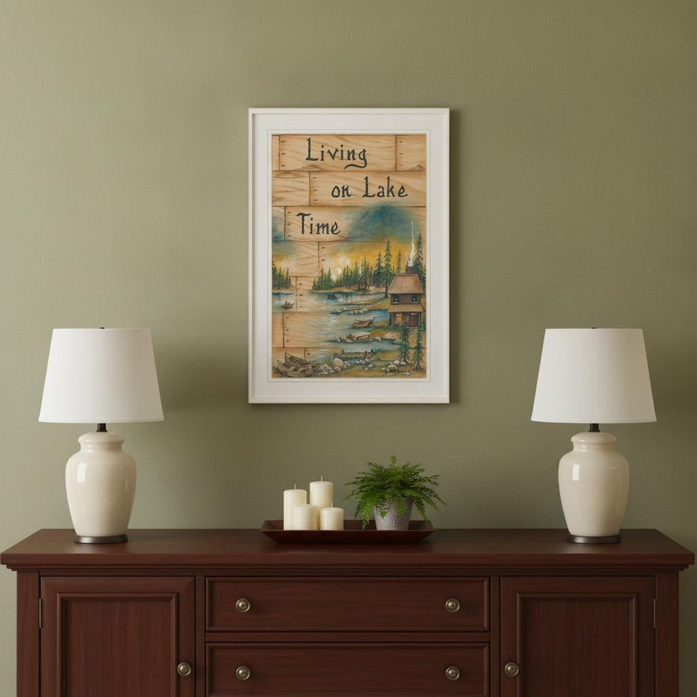 Living On The Lake 1 White Framed Print Wall Art