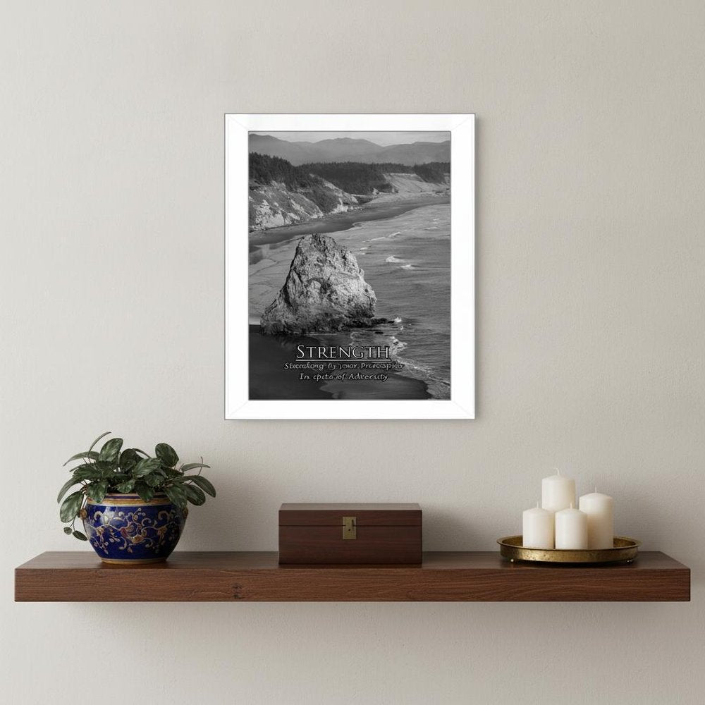Strength 7 White Framed Print Wall Art