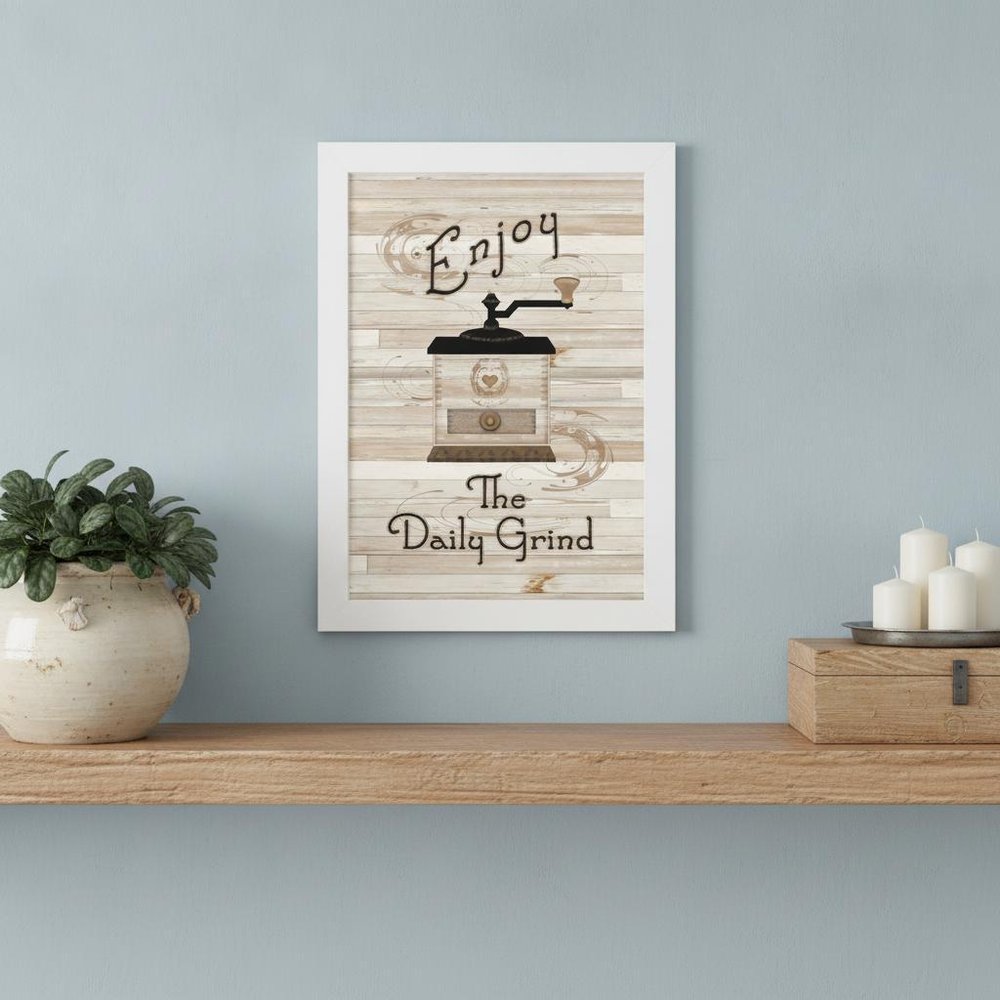 The Daily Grind 4 White Framed Print Kitchen Wall Art