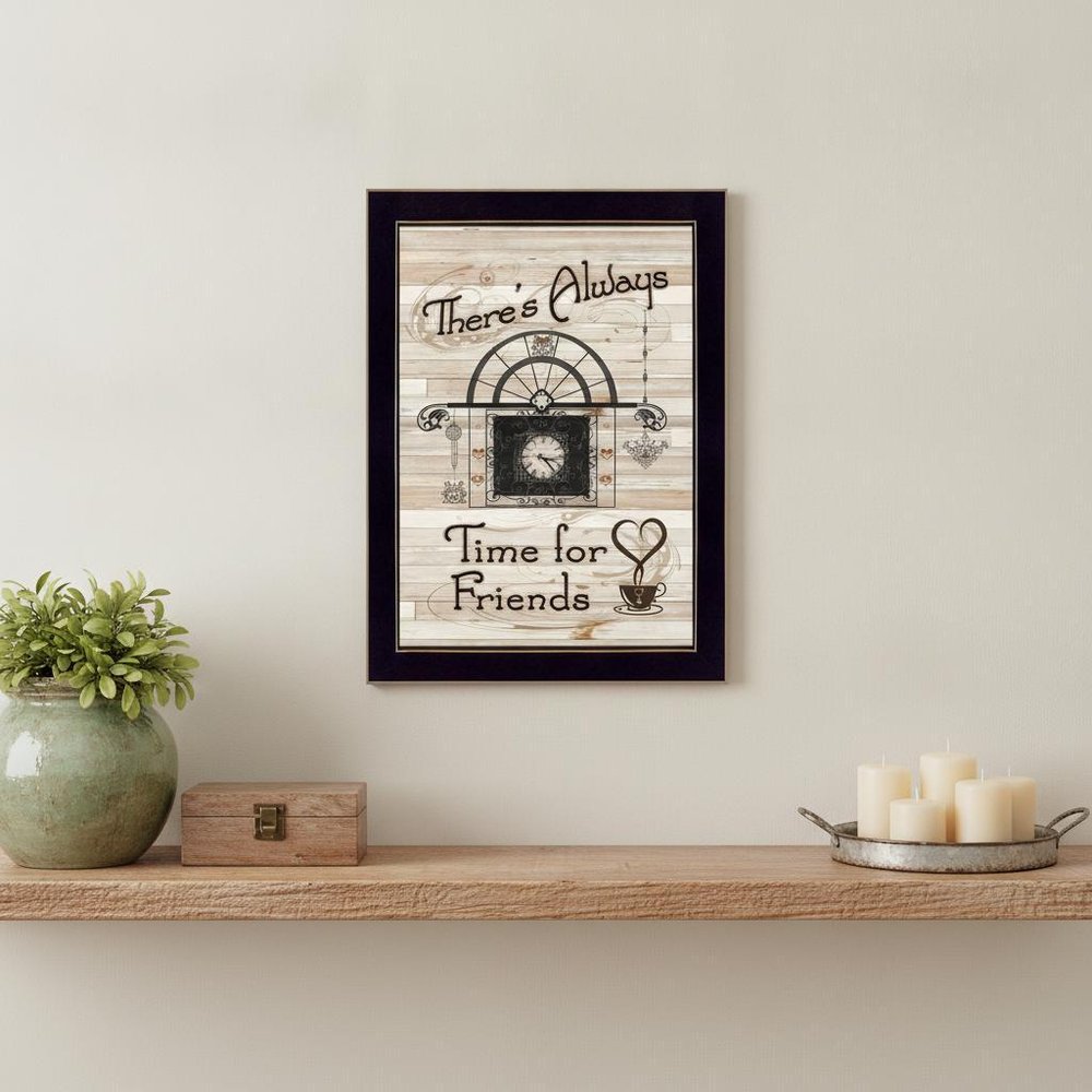 Time for Friends 3 Black Framed Print Kitchen Wall Art